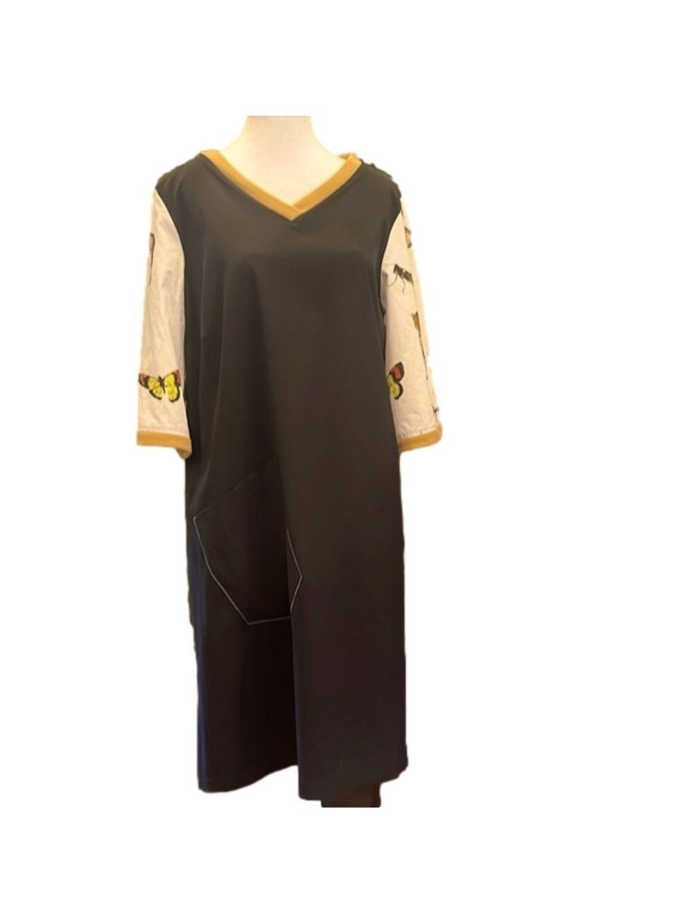 L Fresh home grown couture in A line with large front pocket and graphic sleeve